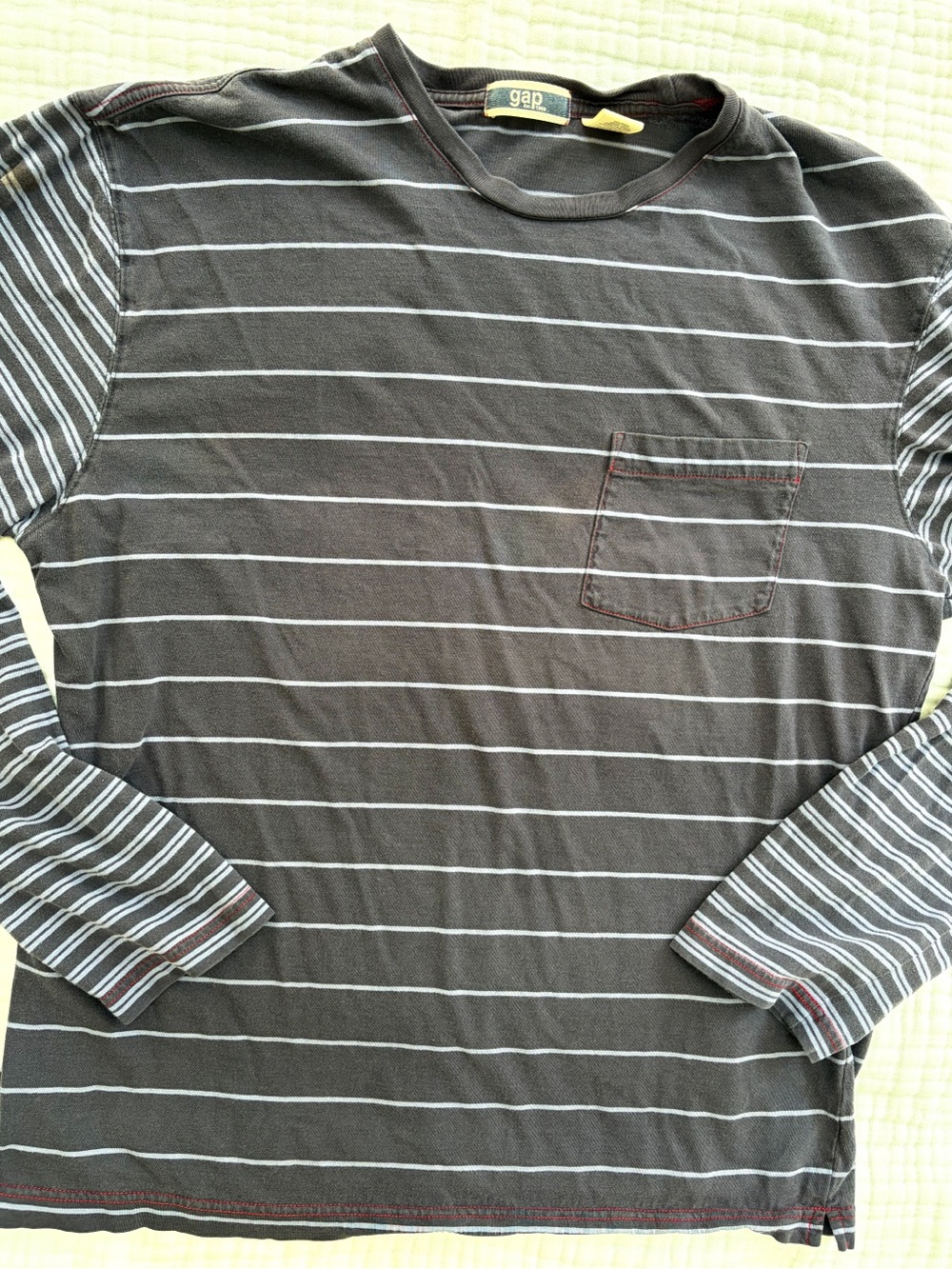 Vintage Y2K Gap Striped Long Sleeve Pocket Tee XL 100% Cotton Grunge